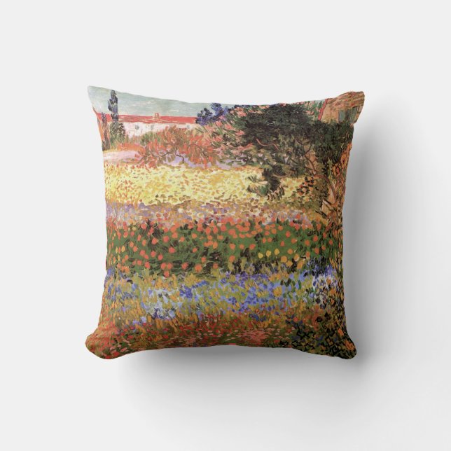 Vincent Van Gogh Garden of Flowers Throw Pillow (Front)
