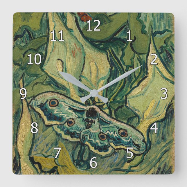 Vincent van Gogh - Giant Peacock Moth Square Wall Clock (Front)