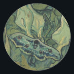 Vincent van Gogh - Great Peacock Moth Classic Round Sticker<br><div class="desc">Great Peacock Moth (1889) by Vincent van Gogh is a vintage fine art still life post impressionism nature painting. An insect, the Emperor Moth, in a spring garden with Calla Lily flowers and other plants. Van Gogh called it a 'death's-head moth' and painted a skull on the back of its...</div>