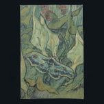 Vincent van Gogh - Great Peacock Moth Kitchen Towel<br><div class="desc">Great Peacock Moth (1889) by Vincent van Gogh is a vintage fine art still life post impressionism nature painting. An insect, the Emperor Moth, in a spring garden with Calla Lily flowers and other plants. Van Gogh called it a 'death's-head moth' and painted a skull on the back of its...</div>