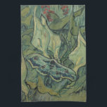 Vincent van Gogh - Great Peacock Moth Kitchen Towel<br><div class="desc">Great Peacock Moth (1889) by Vincent van Gogh is a vintage fine art still life post impressionism nature painting. An insect, the Emperor Moth, in a spring garden with Calla Lily flowers and other plants. Van Gogh called it a 'death's-head moth' and painted a skull on the back of its...</div>