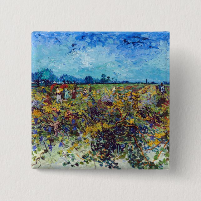 Vincent van Gogh - Green Vineyard 2 Inch Square Button (Front)