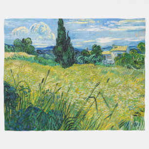 Vincent van Gogh - Green Wheat Field with Cypress Fleece Blanket