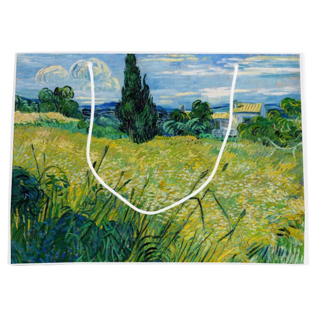 Vincent van Gogh - Green Wheat Field with Cypress Large Gift Bag (Front)