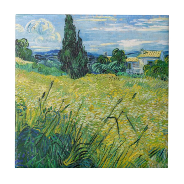Vincent van Gogh - Green Wheat Field with Cypress Tile (Front)