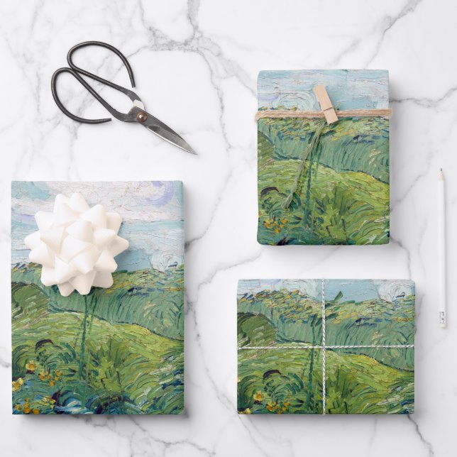 Vincent van Gogh Green Wheat Fields, Auvers Poster Wrapping Paper Sheet (Front)