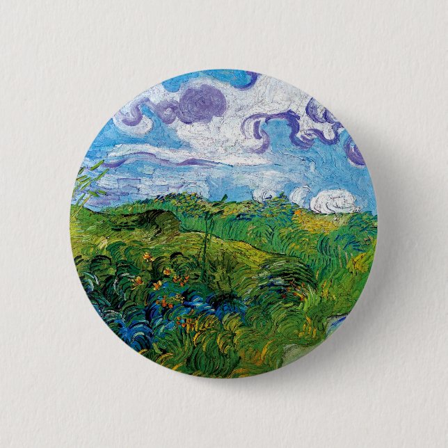 Vincent Van Gogh - Green Wheat Fields In Auvers 2 Inch Round Button (Front)