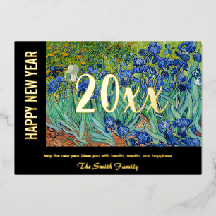 Vincent van Gogh - Happy New Year / Irises Foil Holiday Card