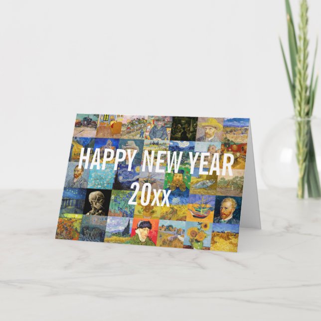 Vincent van Gogh - Happy New Year Patchwork Holiday Card (Front)