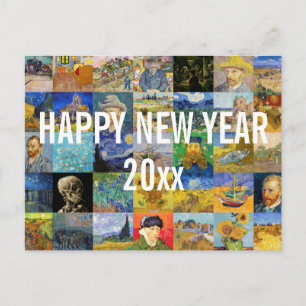 Vincent van Gogh - Happy New Year Patchwork Postcard