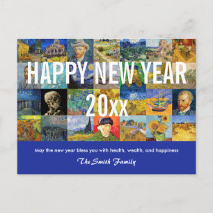 Vincent van Gogh - Happy New Year Patchwork Postcard