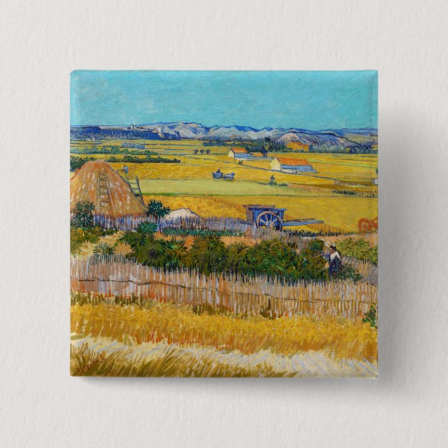 Vincent van Gogh - Harvest at La Crau 2 Inch Square Button (Front)