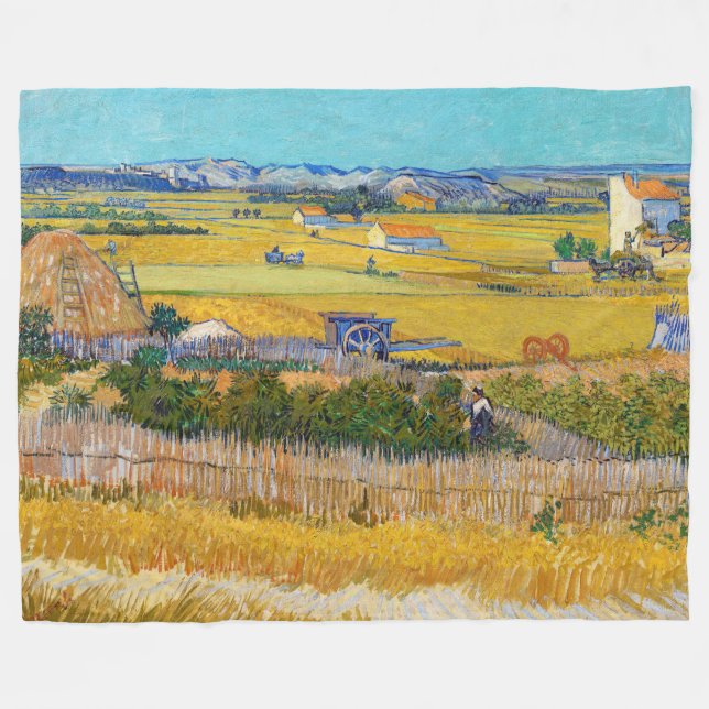 Vincent van Gogh - Harvest at La Crau Fleece Blanket (Front (Horizontal))