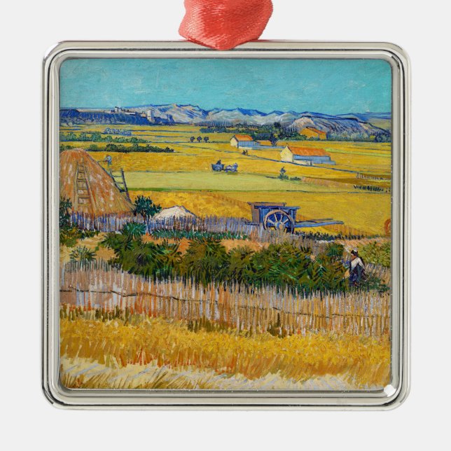 Vincent van Gogh - Harvest at La Crau Metal Ornament (Front)