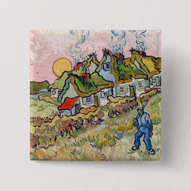 Vincent van Gogh - Houses and Figure 2 Inch Square Button (Front)