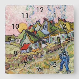 Vincent van Gogh - Houses and Figure Square Wall Clock
