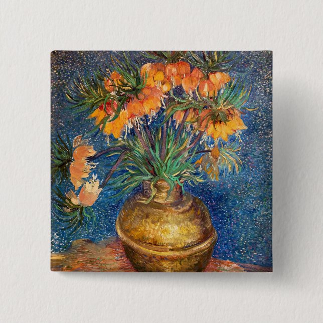 Vincent van Gogh - Imperial Fritillaries 2 Inch Square Button (Front)
