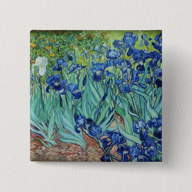 Vincent van Gogh Irises 2 Inch Square Button (Front)