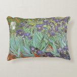 Vincent van Gogh - Irises Accent Pillow<br><div class="desc">Irises (1889) by Van Gogh is a vintage post impressionism fine art floral nature painting. A group of purple bearded irises and a single white iris flower growing in a garden. It was one of his first paintings while he was at the asylum in Saint-Remy-de-Provence. In 1987 it became the...</div>