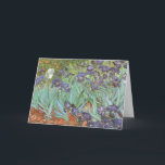 Vincent van Gogh - Irises Card<br><div class="desc">Irises (1889) by Van Gogh is a vintage post impressionism fine art floral nature painting. A group of purple bearded irises and a single white iris flower growing in a garden. It was one of his first paintings while he was at the asylum in Saint-Remy-de-Provence. In 1987 it became the...</div>