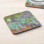 Vincent van Gogh - Irises Coaster<br><div class="desc">Irises (1889) by Van Gogh is a vintage post impressionism fine art floral nature painting. A group of purple bearded irises and a single white iris flower growing in a garden. It was one of his first paintings while he was at the asylum in Saint-Remy-de-Provence. In 1987 it became the...</div>