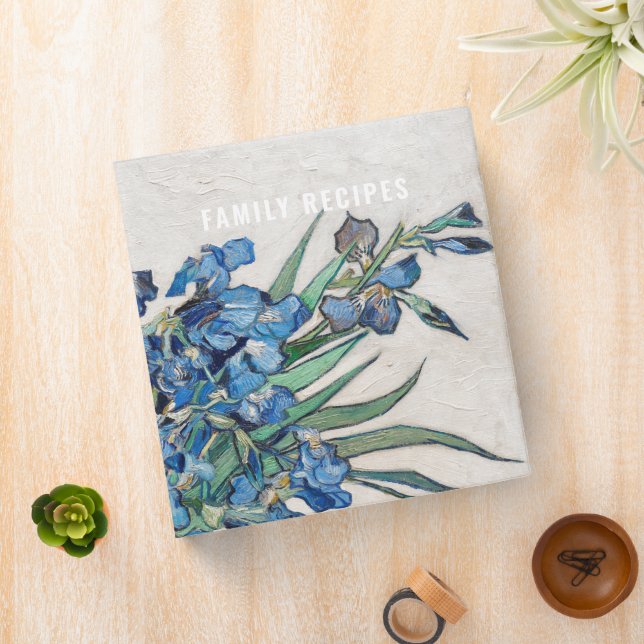Vincent Van Gogh Irises. Family recipes cookbook Binder (In Situ)