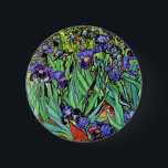 Vincent Van Gogh - Irises - Flower Lover Fine Art 2 Inch Round Button<br><div class="desc">Oil on canvas from 1889 showing beautiful purple irises that Van Gogh painted while staying at the Asylum at Saint Paul-de-Mausole in Saint-Remy, France. While many versions of this painting show the flowers as blue, scientists studying the irises in one of Van Gogh's later paintings have found that the flowers...</div>