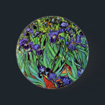 Vincent Van Gogh - Irises - Flower Lover Fine Art 2 Inch Round Button<br><div class="desc">Oil on canvas from 1889 showing beautiful purple irises that Van Gogh painted while staying at the Asylum at Saint Paul-de-Mausole in Saint-Remy, France. While many versions of this painting show the flowers as blue, scientists studying the irises in one of Van Gogh's later paintings have found that the flowers...</div>