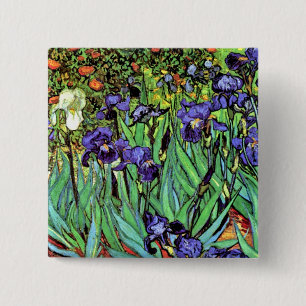 Vincent Van Gogh - Irises - Flower Lover Fine Art 2 Inch Square Button