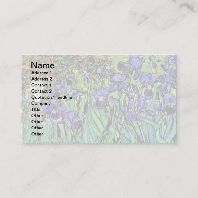 Vincent Van Gogh - Irises - Flower Lover Fine Art Business Card (Front)