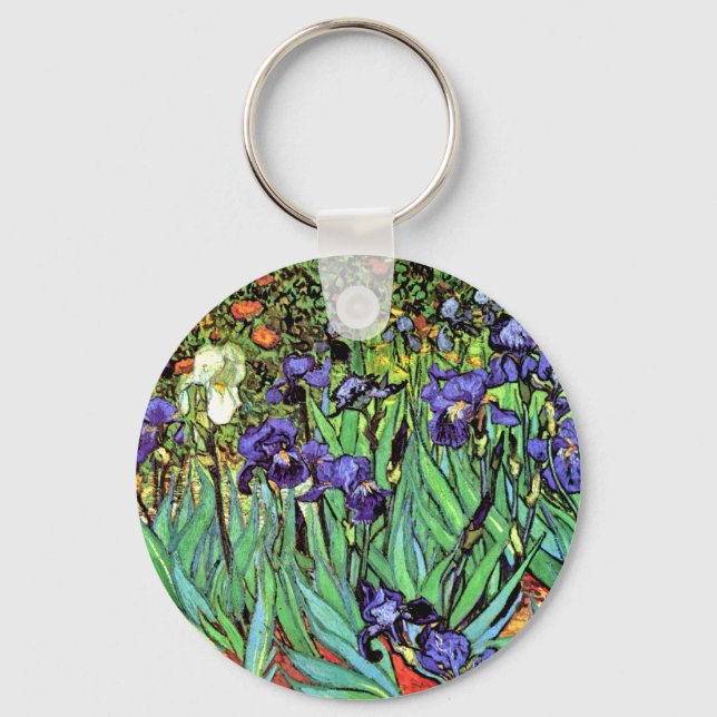 Vincent Van Gogh - Irises - Flower Lover Fine Art Keychain (Front)