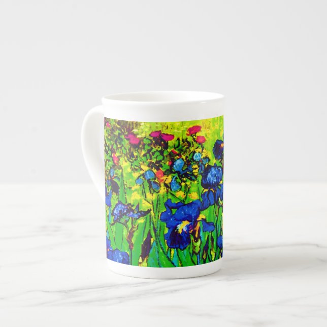 Vincent Van Gogh - Irises - Flower Lover Pop Art Bone China Mug (Front Left)