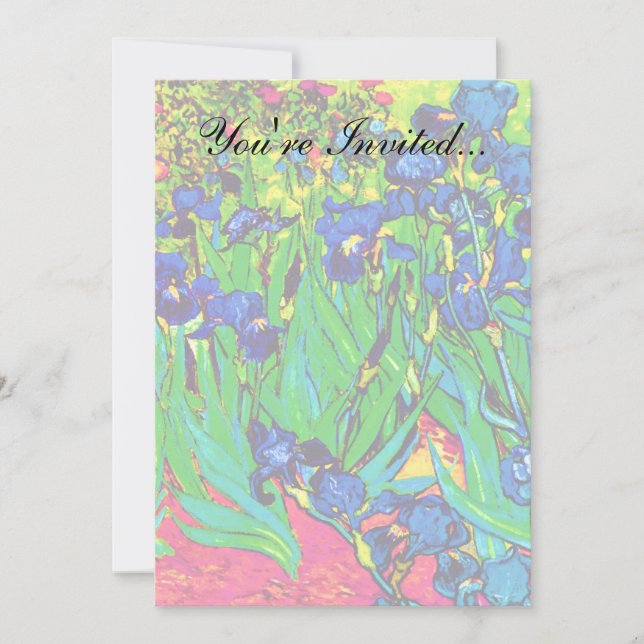 Vincent Van Gogh - Irises - Flower Lover Pop Art Invitation (Front)