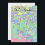 Vincent Van Gogh - Irises - Flower Lover Pop Art Invitation<br><div class="desc">Oil on canvas from 1889 showing beautiful purple irises that Van Gogh painted while staying at the Asylum at Saint Paul-de-Mausole in Saint-Remy, France. While many versions of this painting show the flowers as blue, scientists studying the irises in one of Van Gogh's later paintings have found that the flowers...</div>