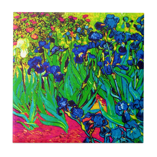Vincent Van Gogh - Irises - Flower Lover Pop Art Tile (Front)