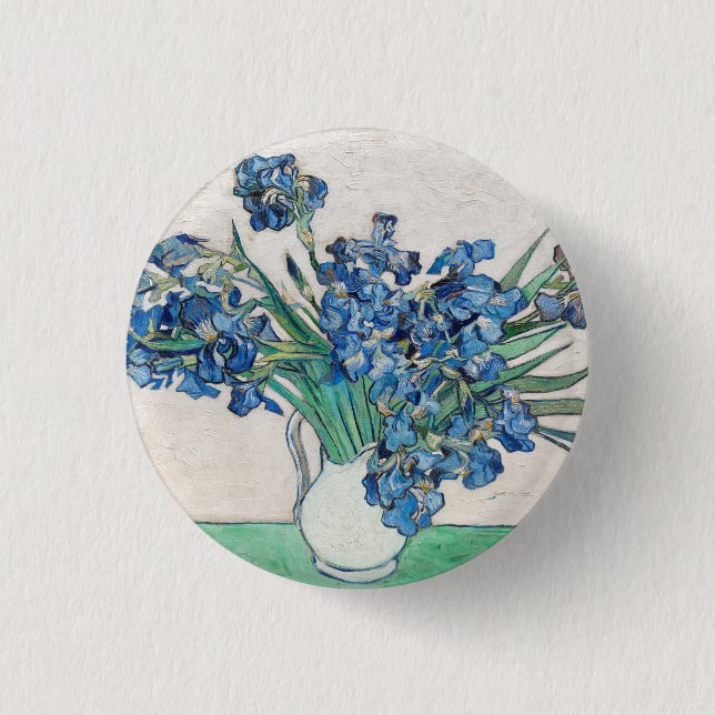Vincent Van Gogh Irises. Impressionism floral 1 Inch Round Button (Front)