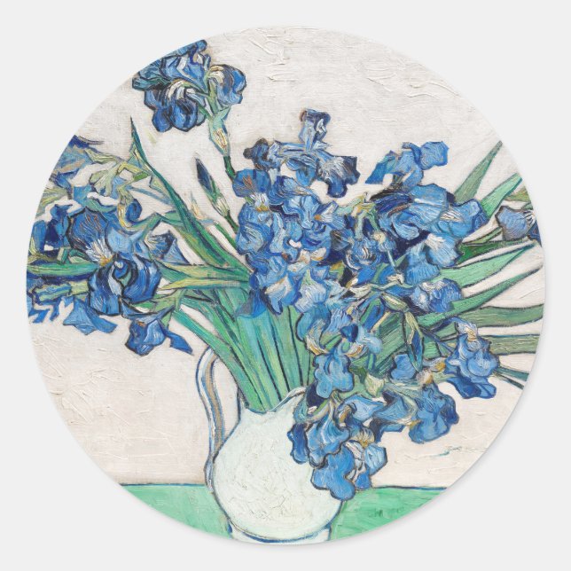 Vincent Van Gogh. Irises. Impressionism floral Classic Round Sticker (Front)