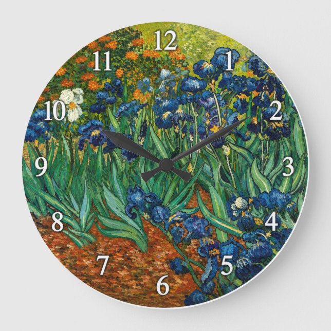 Vincent van Gogh Irises  Large Clock (Front)