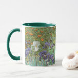 Vincent van Gogh - Irises Mug<br><div class="desc">Irises (1889) by Van Gogh is a vintage post impressionism fine art floral nature painting. A group of purple bearded irises and a single white iris flower growing in a garden. It was one of his first paintings while he was at the asylum in Saint-Remy-de-Provence. In 1987 it became the...</div>