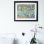 Vincent van Gogh - Irises Poster<br><div class="desc">Irises (1889) by Van Gogh is a vintage post impressionism fine art floral nature painting. A group of purple bearded irises and a single white iris flower growing in a garden. It was one of his first paintings while he was at the asylum in Saint-Remy-de-Provence. In 1987 it became the...</div>