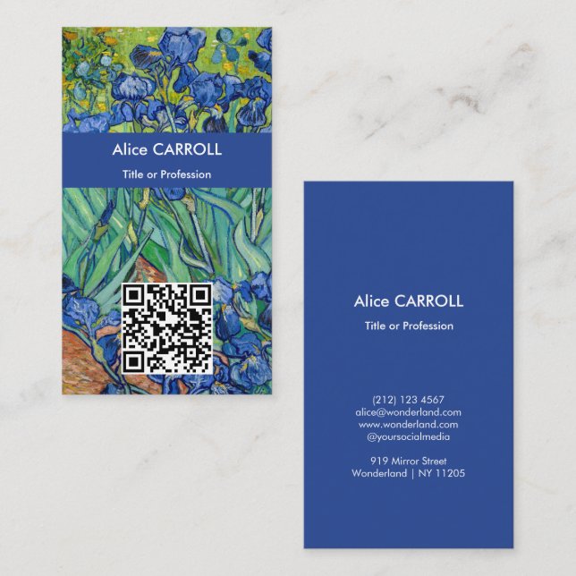 Vincent Van Gogh - Irises - QR Code Business Card (Front/Back)