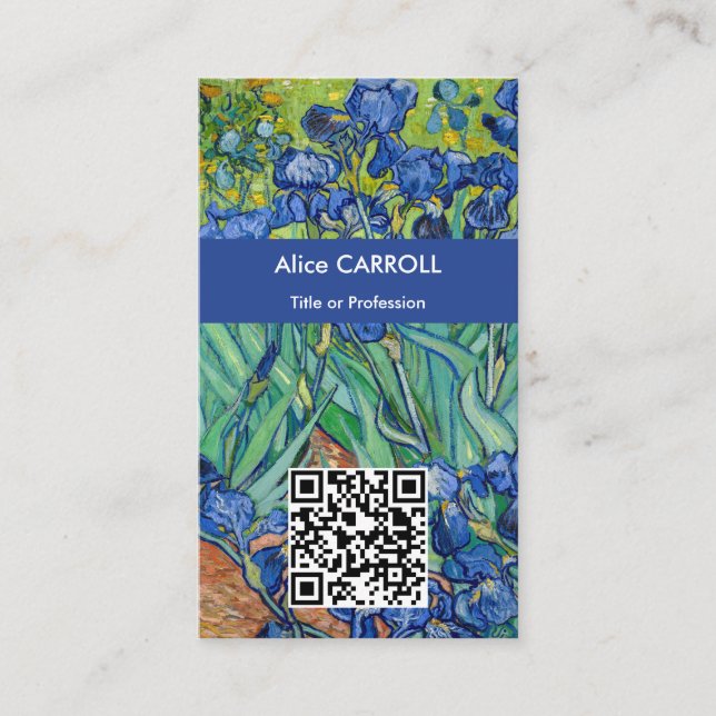 Vincent Van Gogh - Irises - QR Code Business Card (Front)