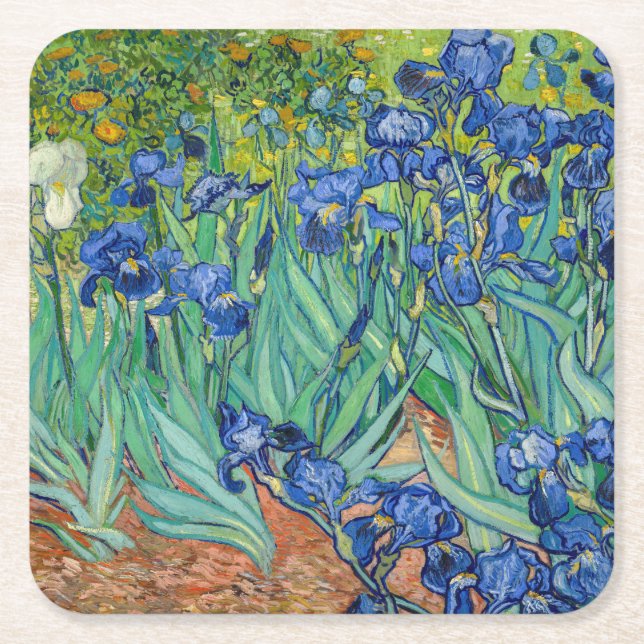Vincent Van Gogh - Irises Square Paper Coaster (Front)