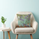 Vincent van Gogh - Irises Throw Pillow<br><div class="desc">Irises (1889) by Van Gogh is a vintage post impressionism fine art floral nature painting. A group of purple bearded irises and a single white iris flower growing in a garden. It was one of his first paintings while he was at the asylum in Saint-Remy-de-Provence. In 1987 it became the...</div>