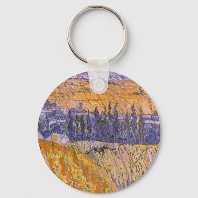 Vincent van Gogh - Landscape at Auvers in the Rain Keychain (Front)