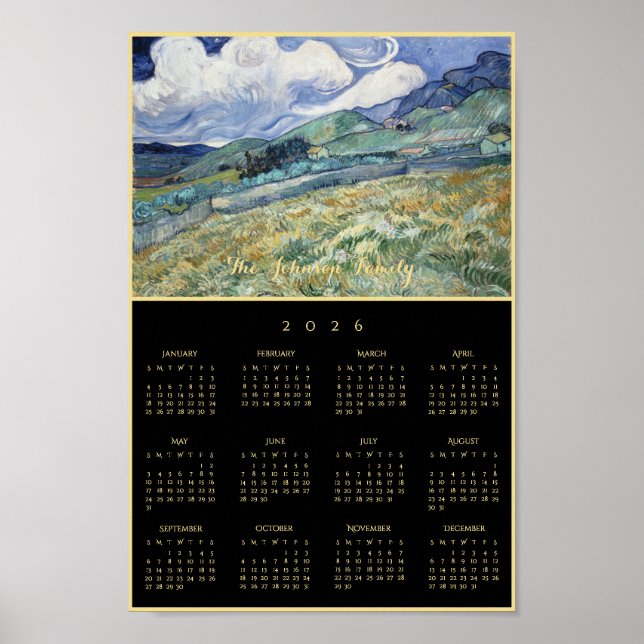Vincent Van Gogh Landscape France 2026 Calendar Poster (Front)