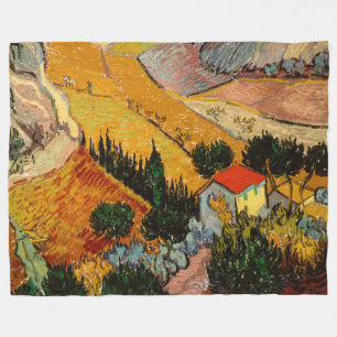 Vincent van Gogh - Landscape, House and Ploughman Fleece Blanket