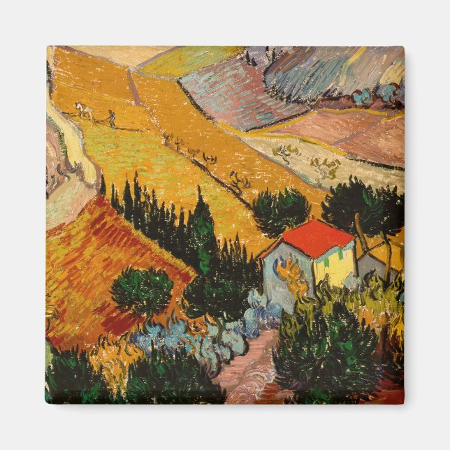 Vincent van Gogh - Landscape, House and Ploughman Magnet (Front)