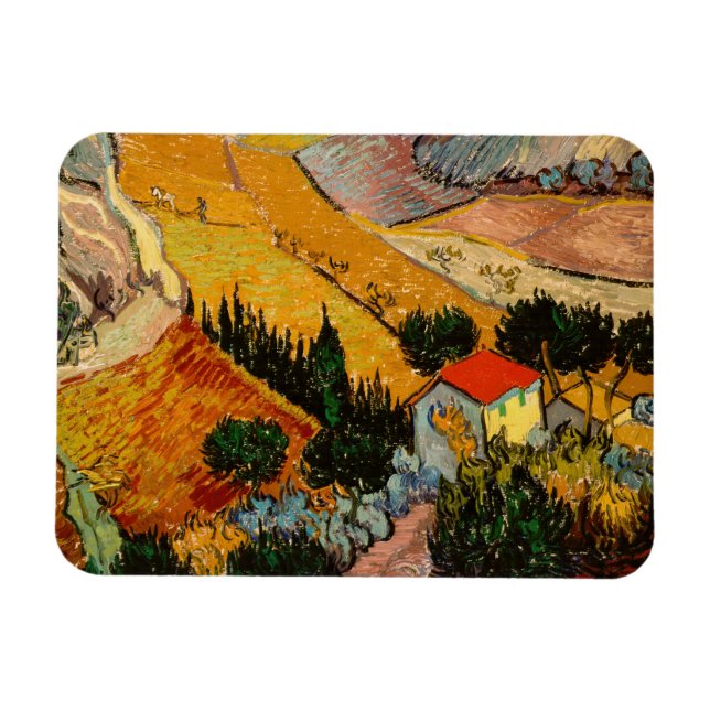 Vincent van Gogh - Landscape, House and Ploughman Magnet (Horizontal)