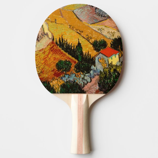 Vincent van Gogh - Landscape, House and Ploughman Ping Pong Paddle (Front)